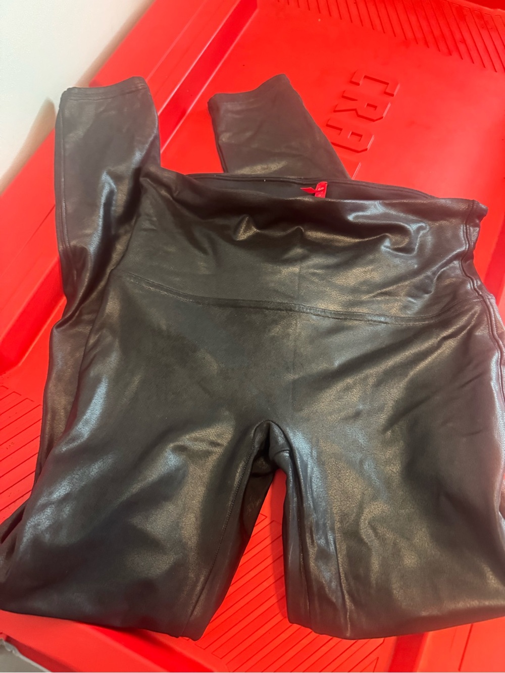 SPANX Black Faux Leather Leggings L